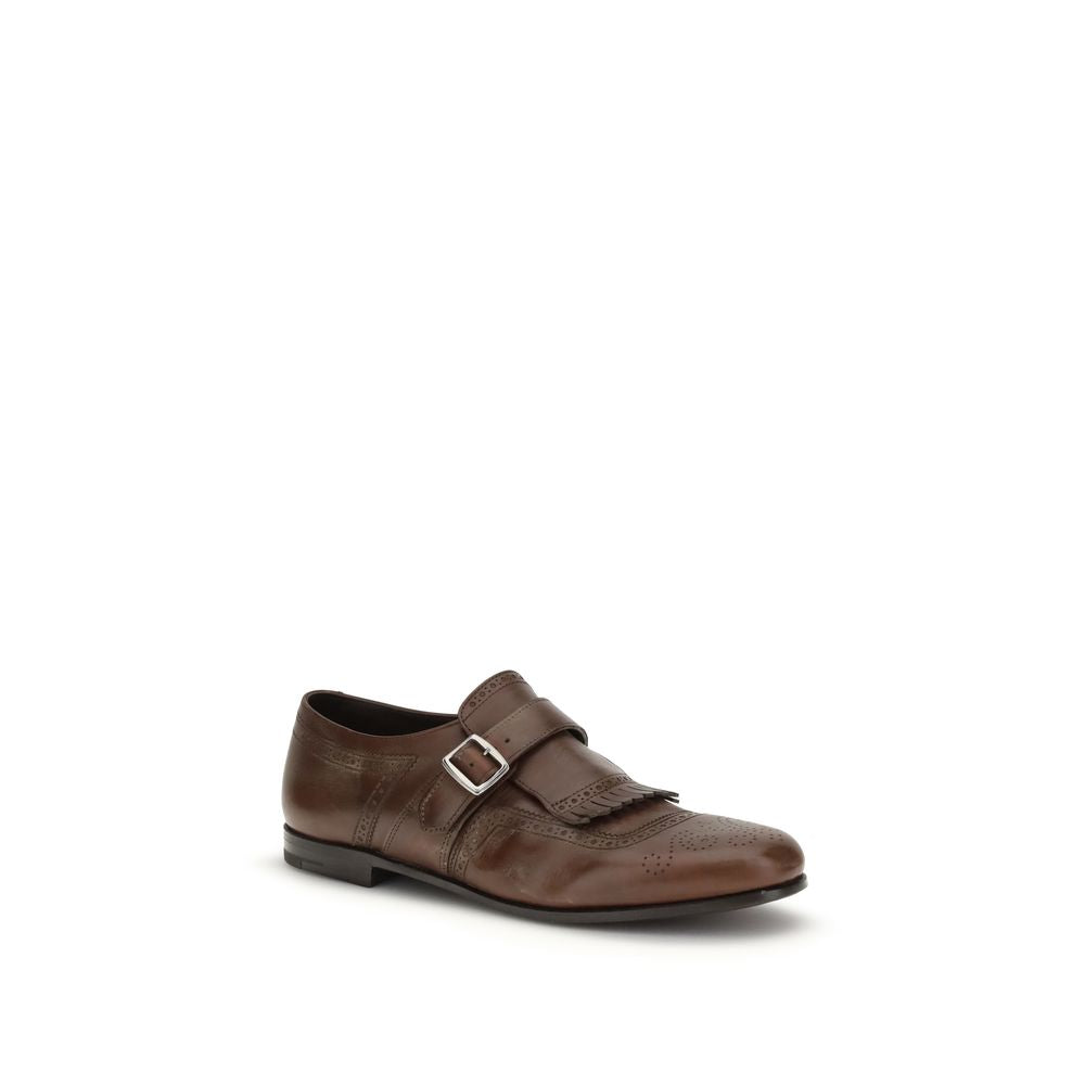 Shanghai Leather Loafers With Houndstooth Wool Detail