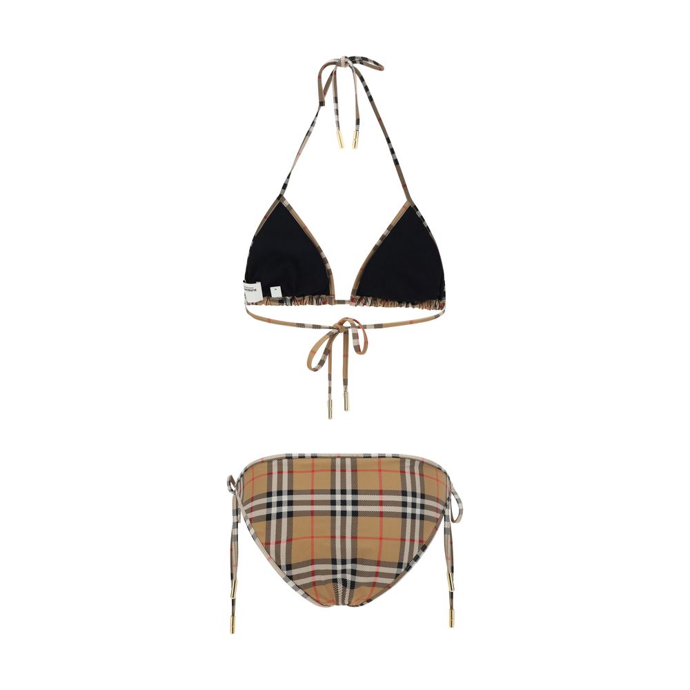 Brown Polyamide Archivio Check Bikini