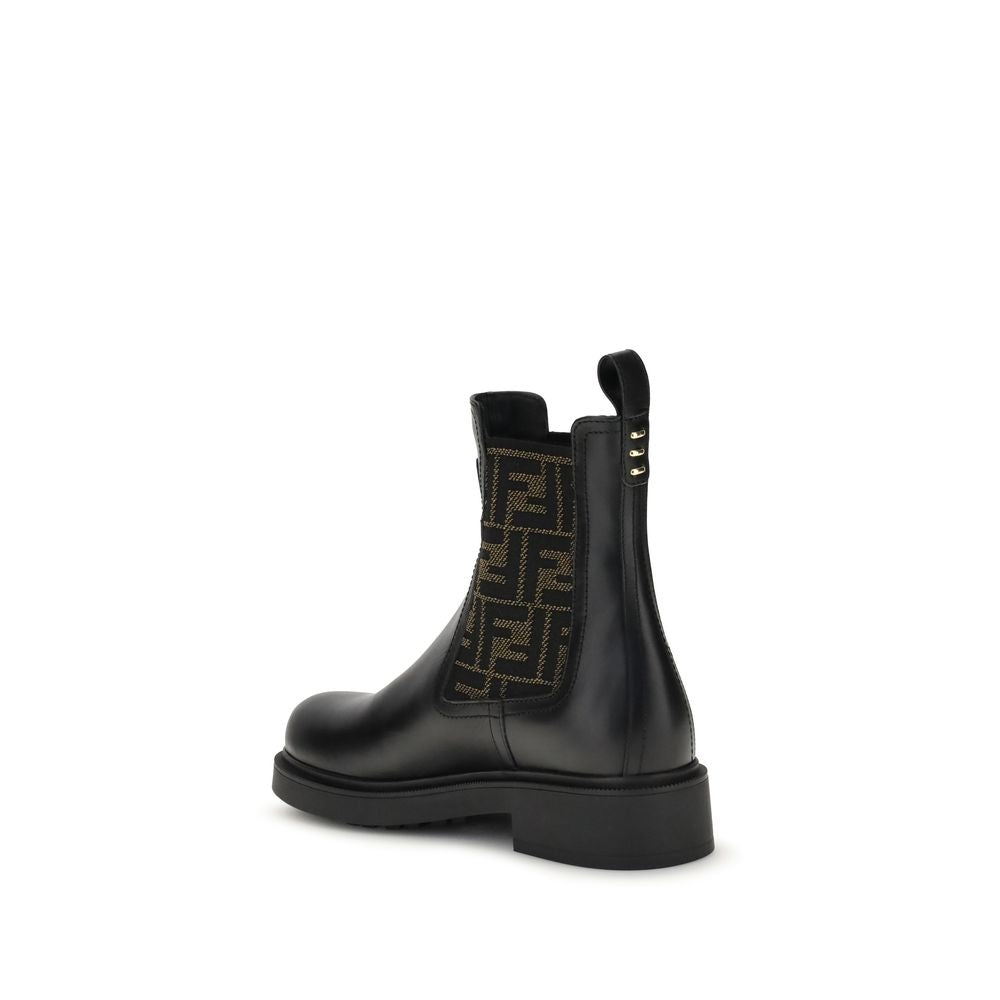Calf Leather FF Motif Ankle Boots