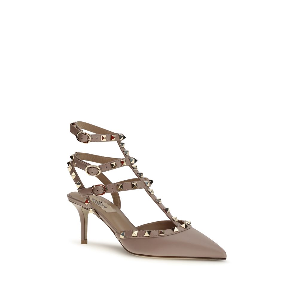 Rockstud Multicolor Calfskin Mid Heel Pumps
