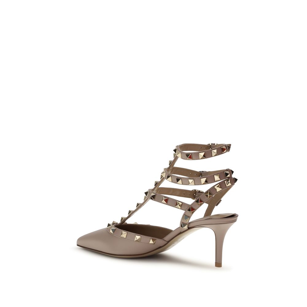 Rockstud Multicolor Calfskin Mid Heel Pumps