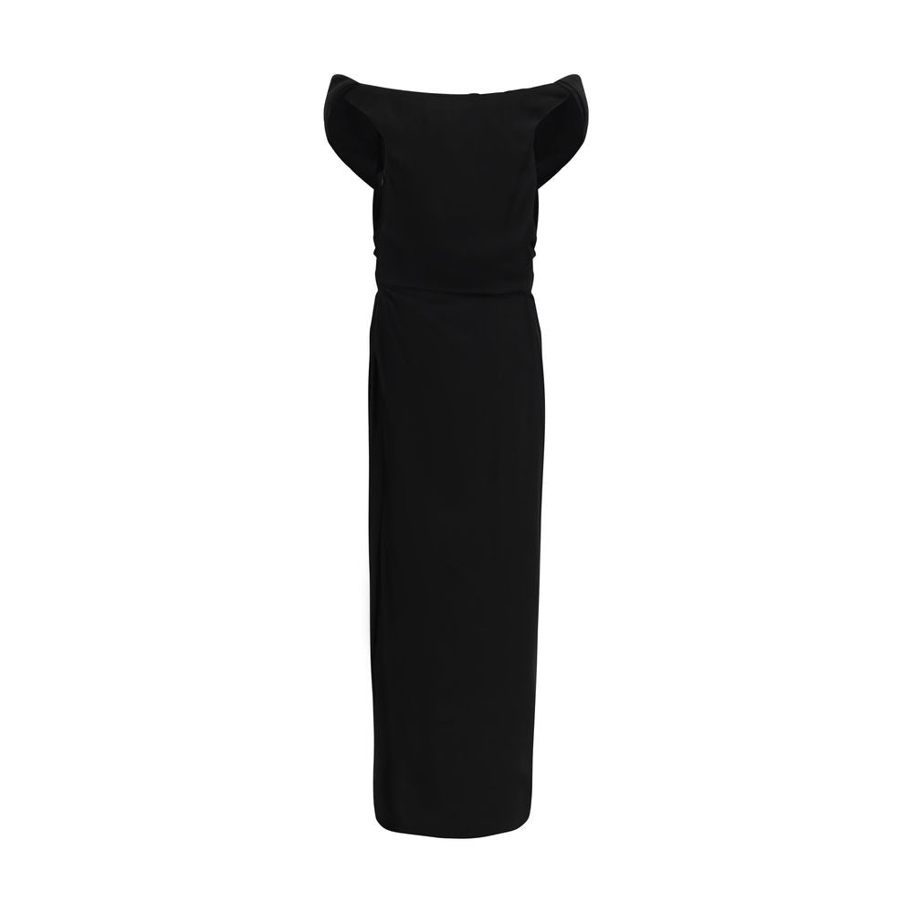 Ginnie Amber Black Viscose Draped Dress