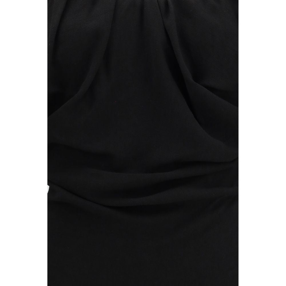 Ginnie Amber Black Viscose Draped Dress