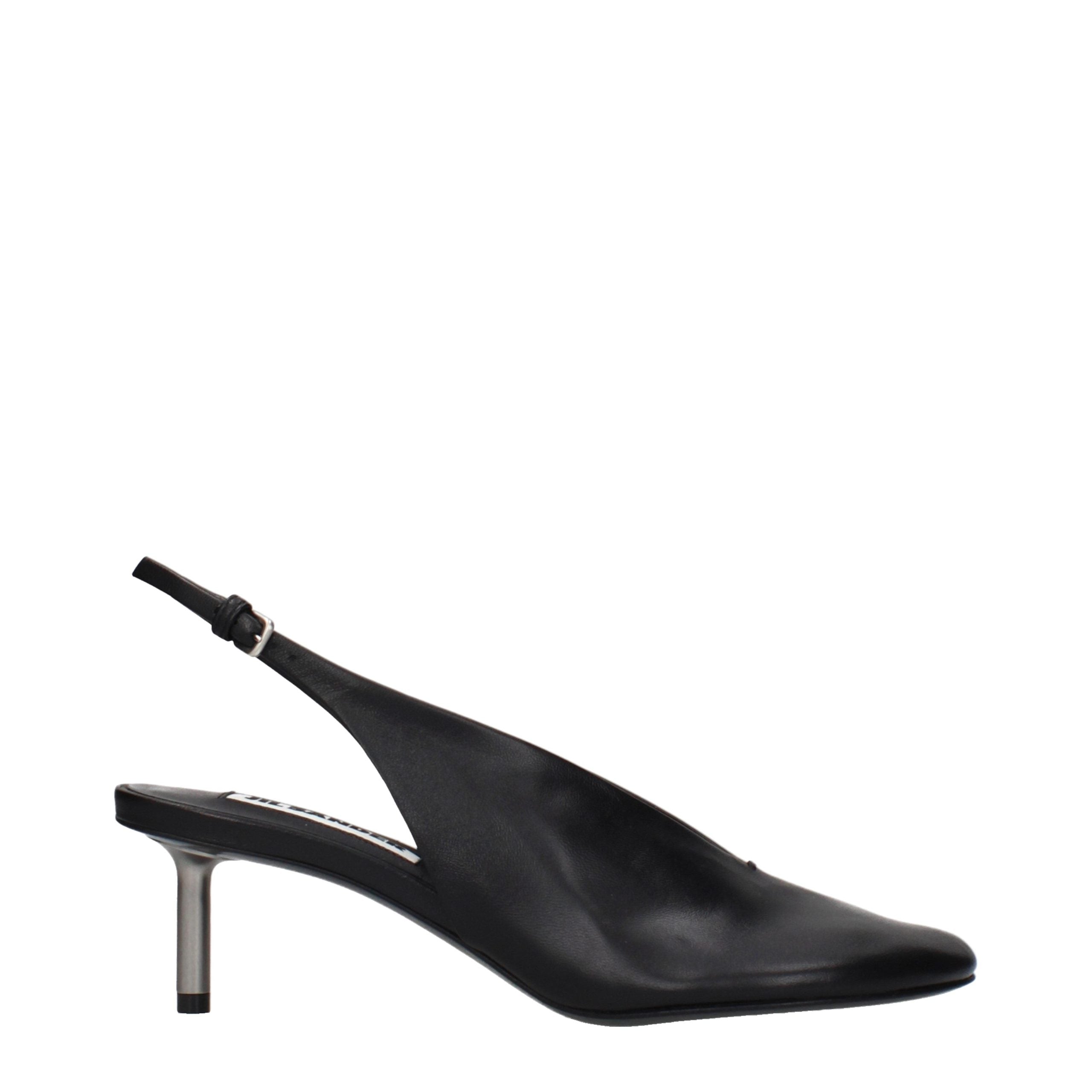 Vintage-Effect Black Leather Sandals