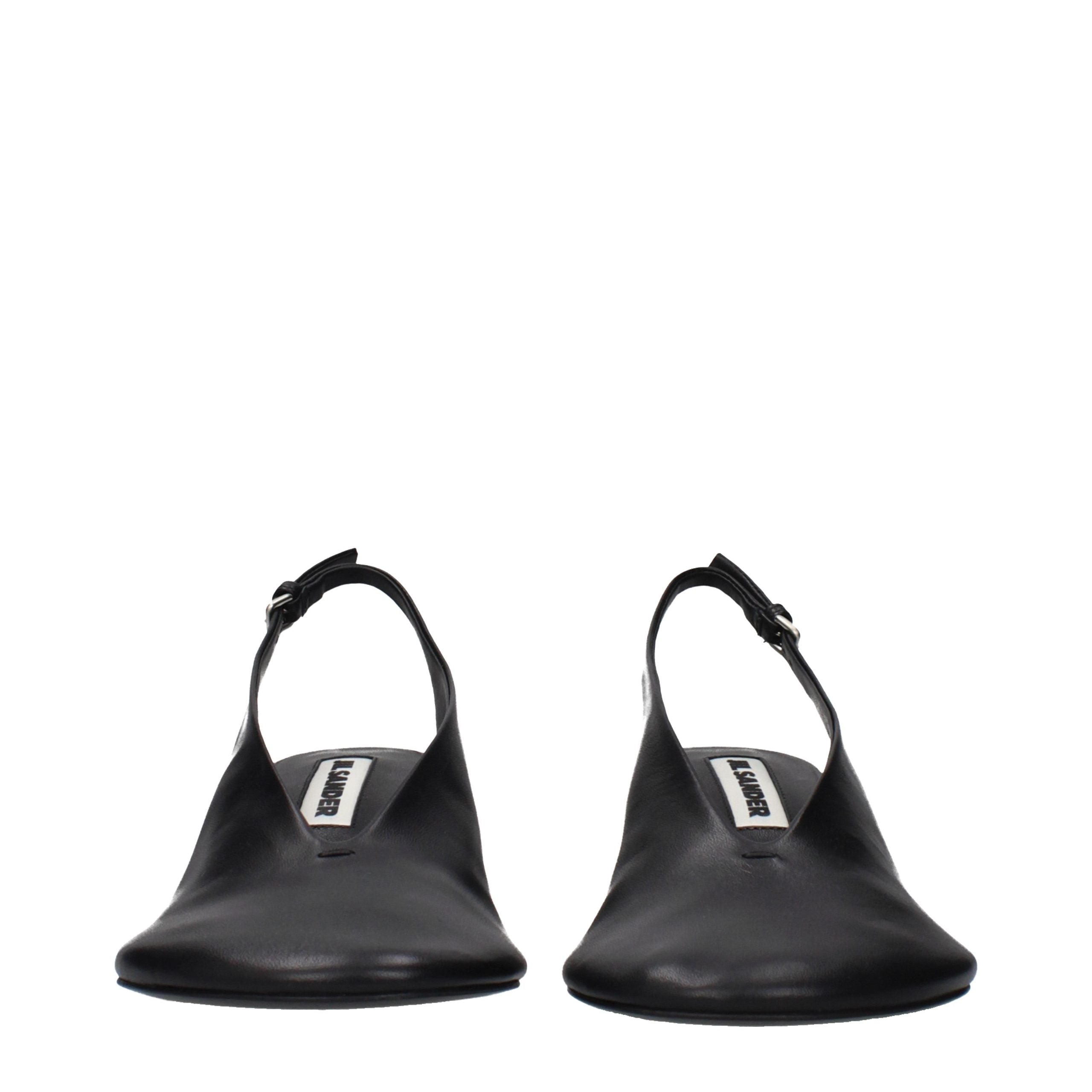 Vintage-Effect Black Leather Sandals