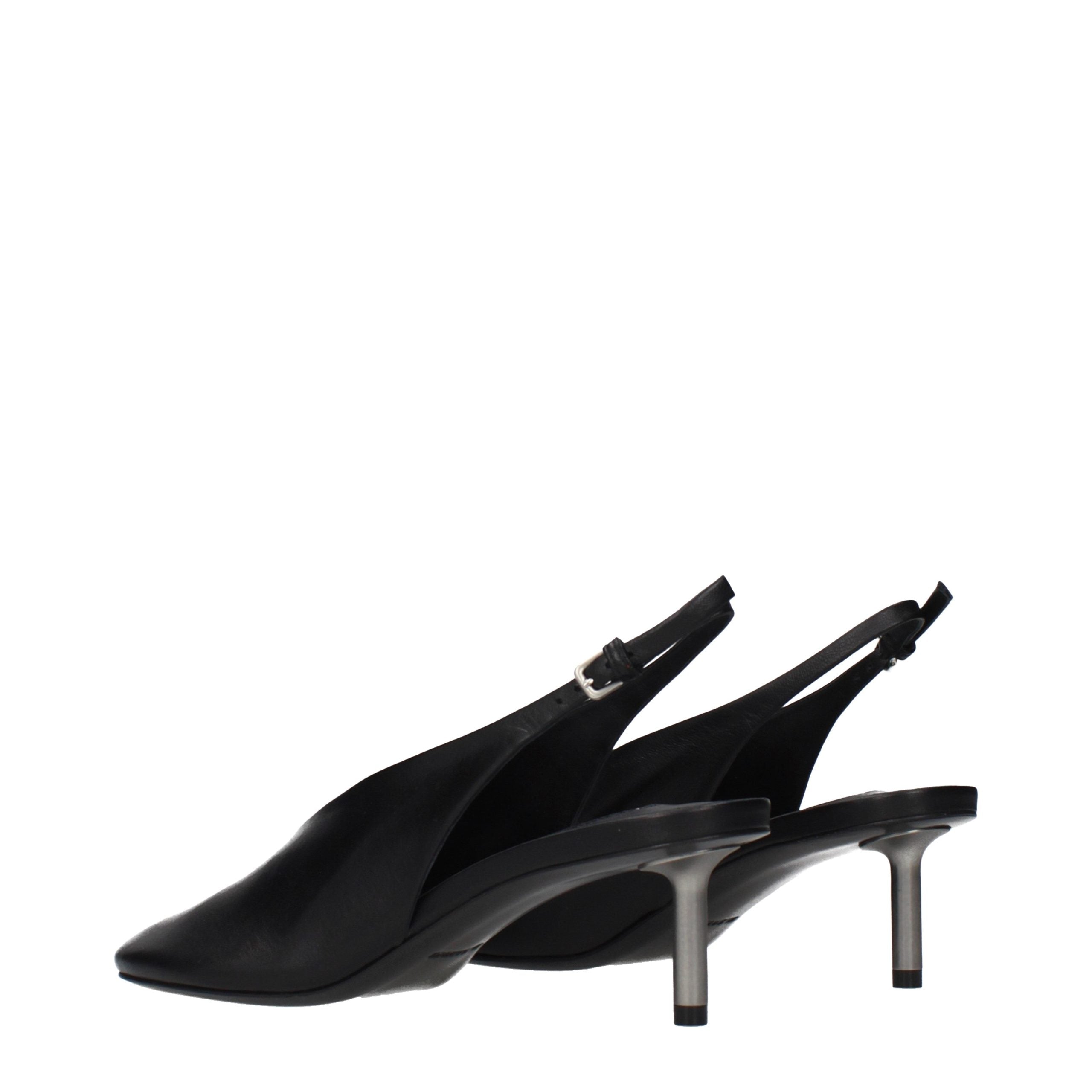 Vintage-Effect Black Leather Sandals