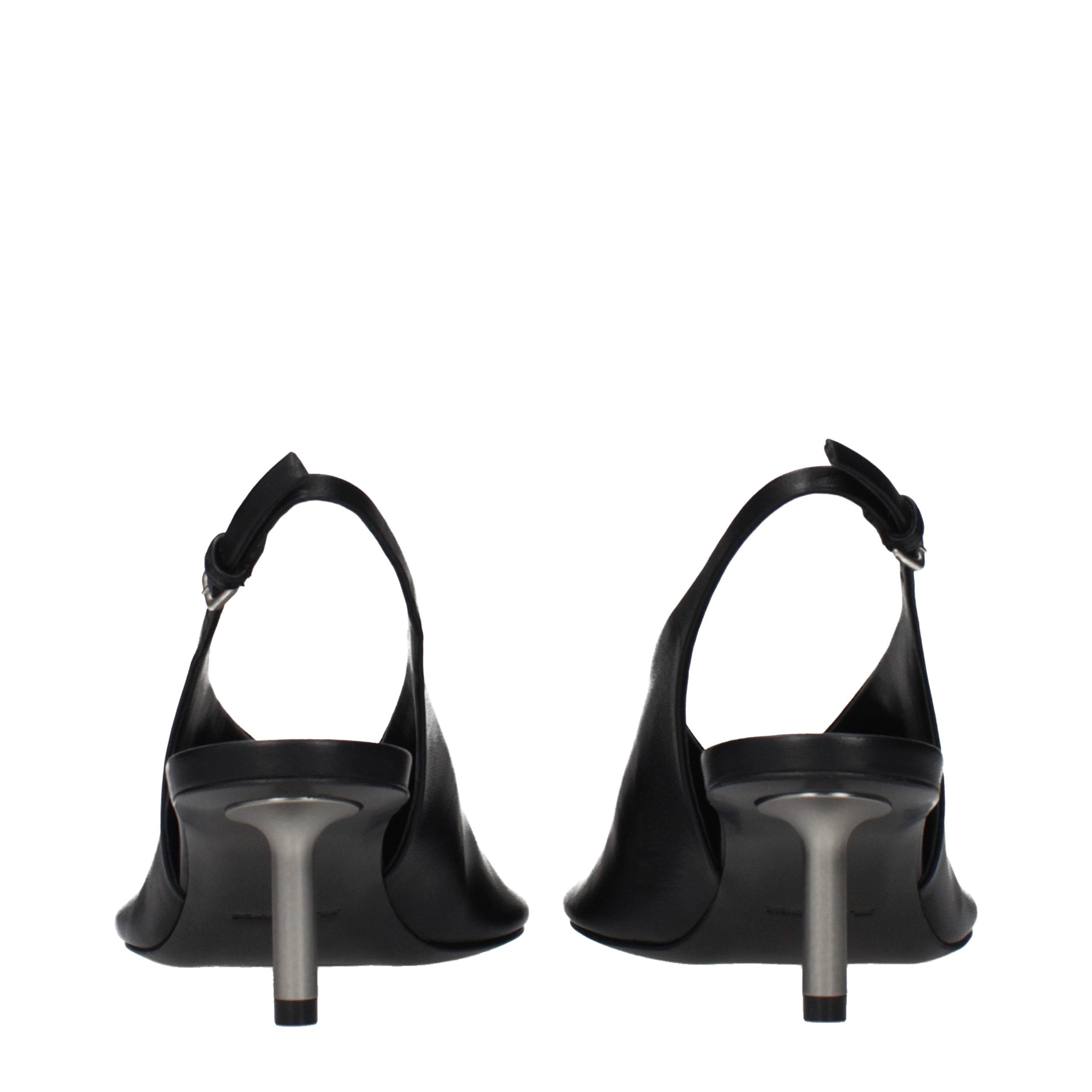 Vintage-Effect Black Leather Sandals