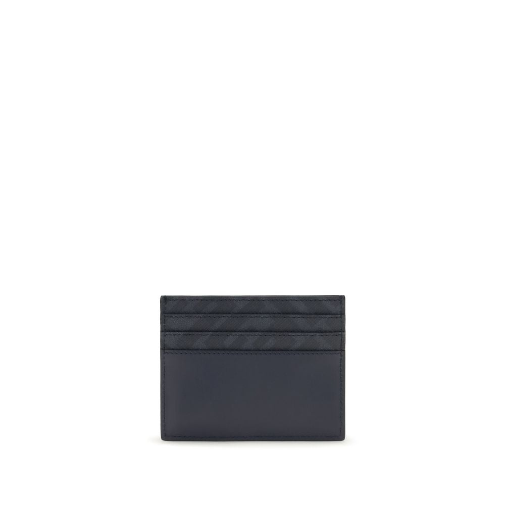 Beige Grained Leather Squared Card Holder