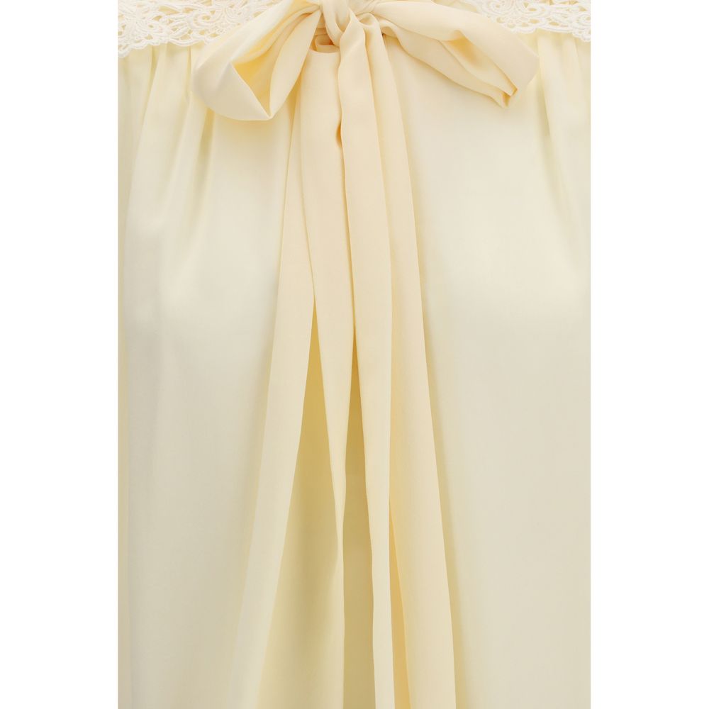 Beige Bow Blouse