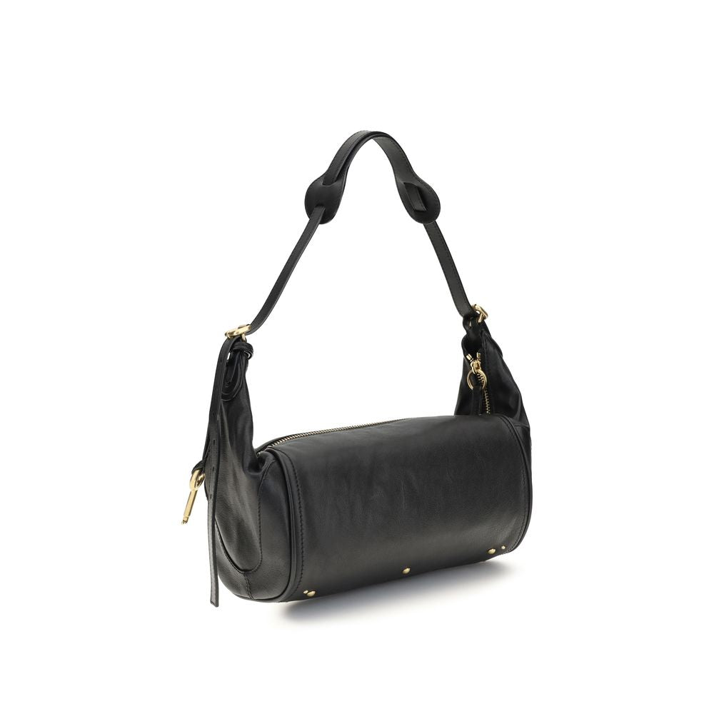 Black Grained Leather Paddington Shoulder Bag