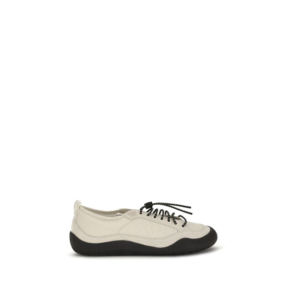 Beige Fabric and Calfskin Athletic Sneaker