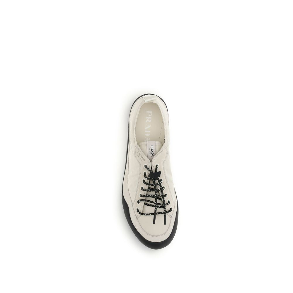 Beige Fabric and Calfskin Athletic Sneaker