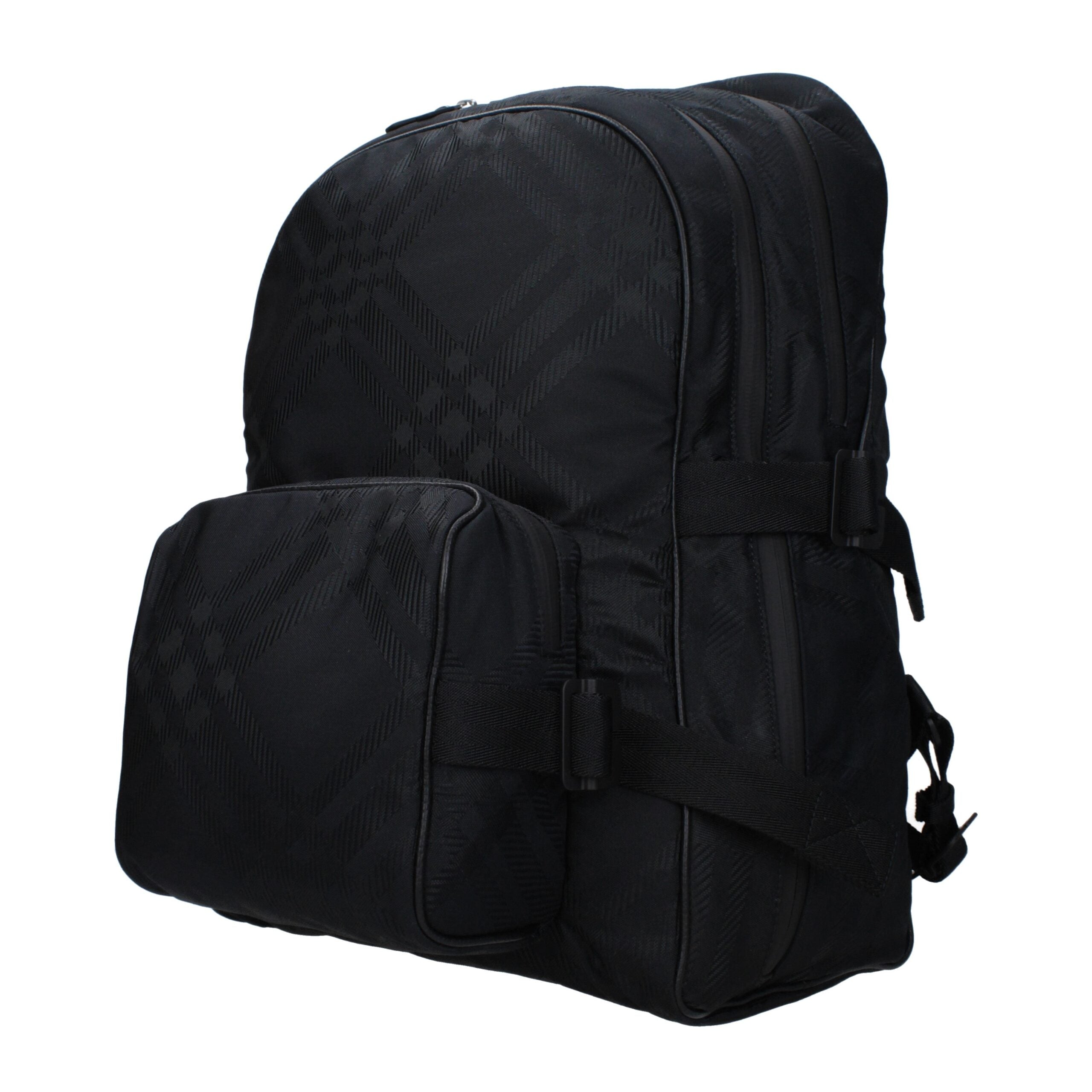 Large Check Print Fabric Backpack