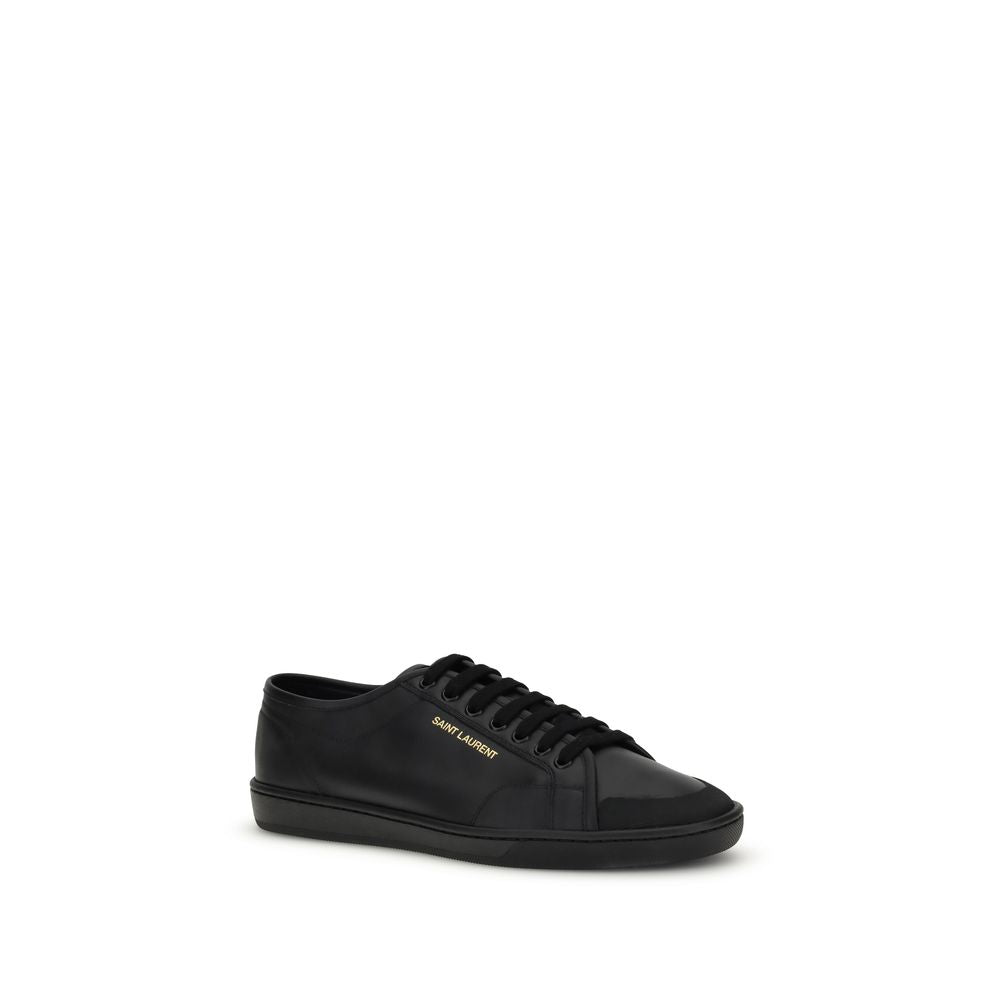 Black Calf Leather Low Top Sneakers
