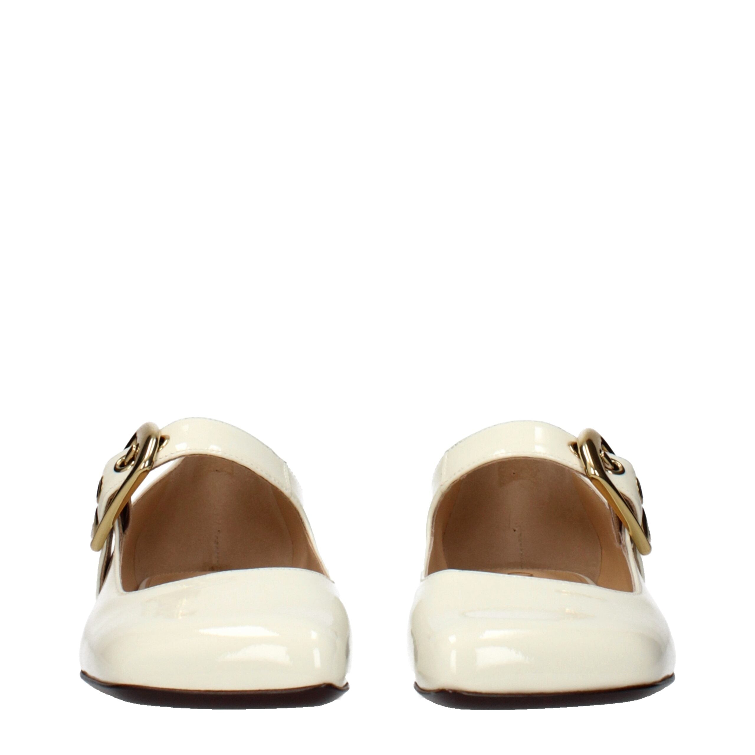 Beige Patent Leather Ballet Flats